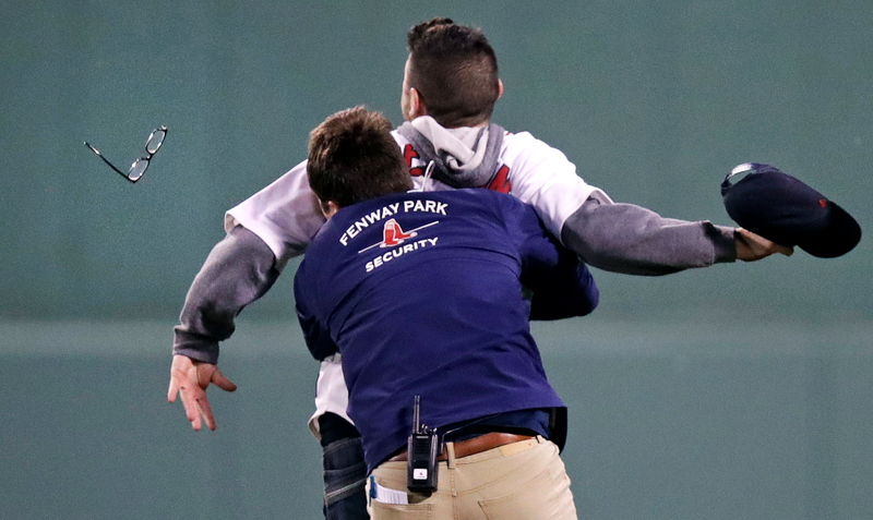 Illustration for article titled Chowdahead On The Field At Fenway Park Gets Blindsided By Security In The Outfield